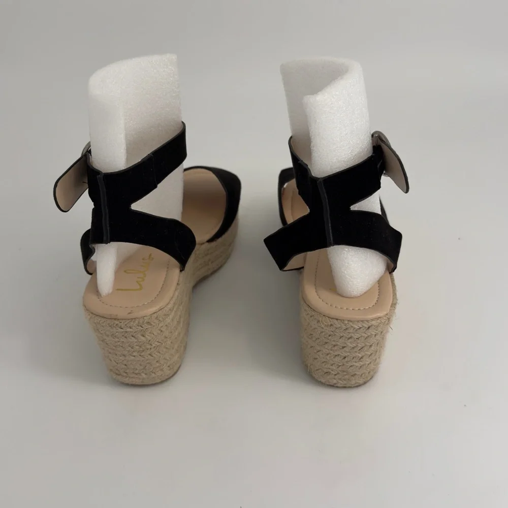 Elyse Black Suede Platform Espadrille Sandals‎